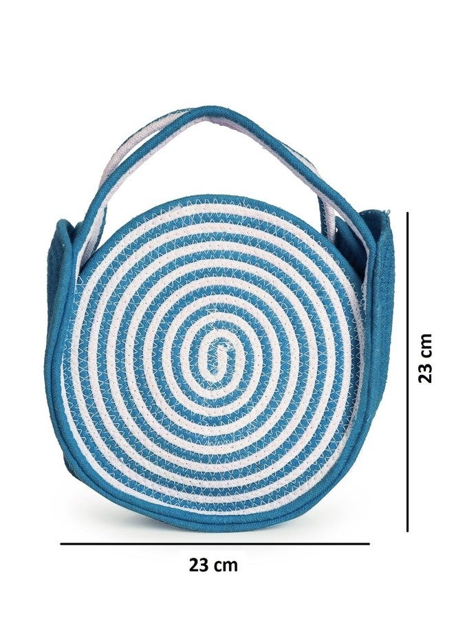FABINALIV Blue Geometric Braided Women Cotton Sling Bag (FLHB-1013-Blue) - Image 3
